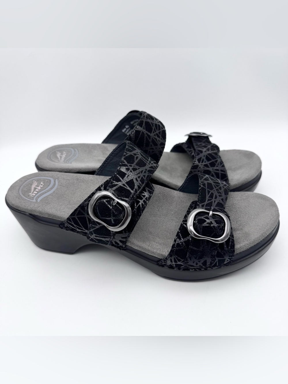 Dansko Sophie Black Drizzle Suede Wedge Sandals Women EU 40 US 9.5-10